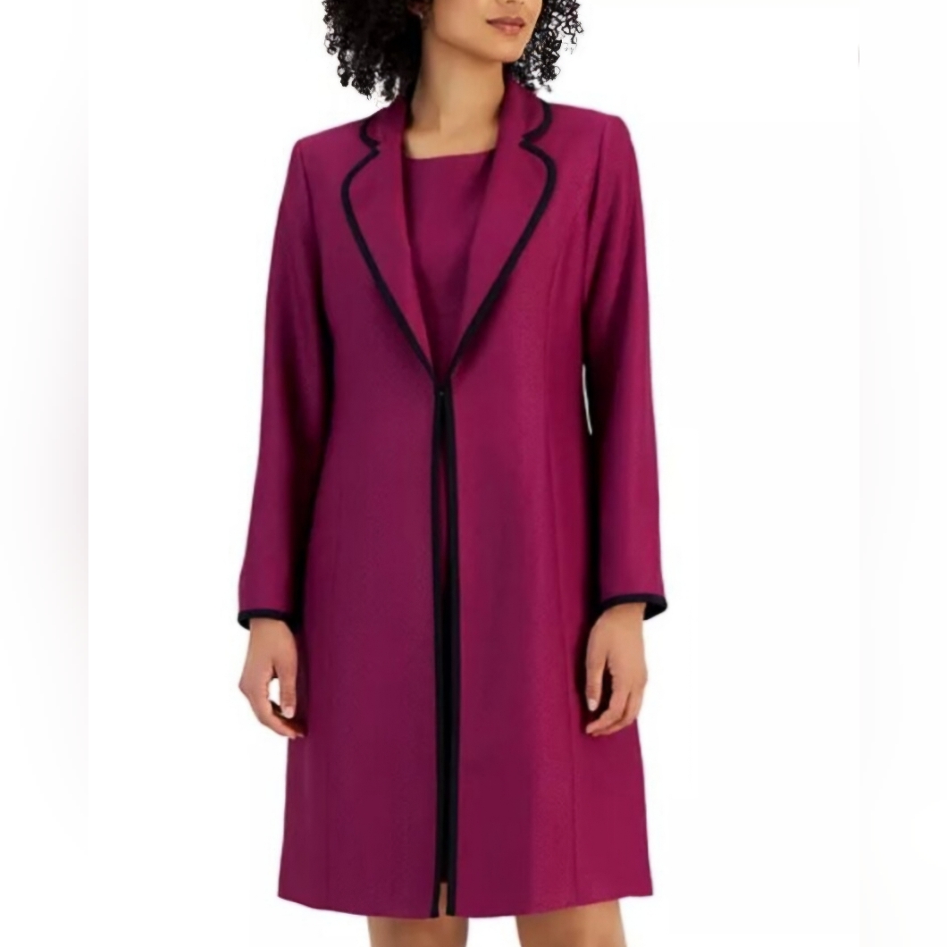 Le Suit Purple Long Blazer